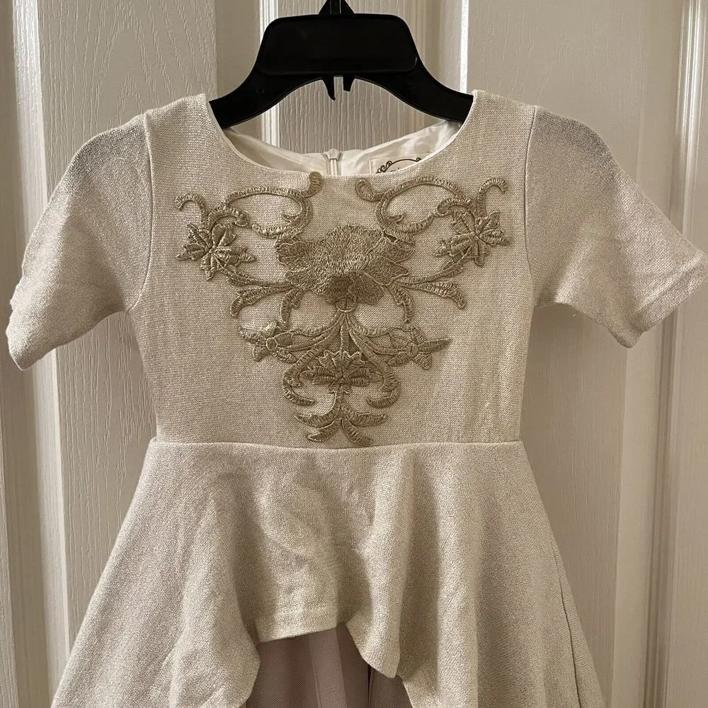 Joyfolie Roselyn Petticoat Dress in Gold Tulle Hi-Low Mia Joy Girls Size 5